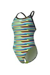 W Racing Stripe Swimsuit Xcriss Cross Kadın Antrenman Mayosu
