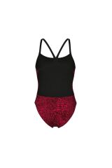 WOMEN'S SNAKESKIN SWIMSUIT CHALLENGE BACK BLACK-TEAM RED
