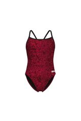WOMEN'S SNAKESKIN SWIMSUIT CHALLENGE BACK BLACK-TEAM RED
