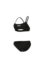 WOMEN'S BIKINI BANDEAU SOLID BLACK-WHITE