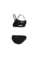 WOMEN'S BIKINI BANDEAU SOLID BLACK-WHITE