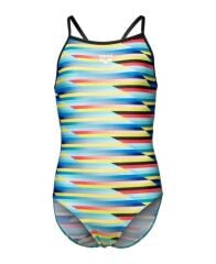 GIRL'S ARENA RACING STRIPE SWIMSUIT LIGHTDROP BACK KIZ ÇOCUK ANTREMAN MAYOSU