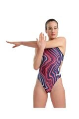 Women's Swımsuıt Challenge Back Marbled Kadın Yüzücü Mayosu