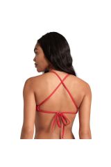 Team Swim Top Tie Back Solid Kadın Kırmızı Yüzücü Bikini üstü 004768450