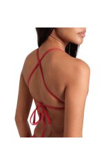 Team Swim Top Tie Back Solid Kadın Kırmızı Yüzücü Bikini üstü 004768450