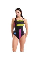 Grid Swimsuit Lightdrop Back Kadın Yüzücü Mayo