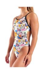 W Collage Swimsuit X-Criss Cross Back white kadın mayosu