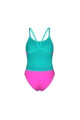 WOMEN'S SWIMSUIT LACE BACK SOLID SHOCKING PINK-WATER