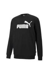 Ess Big Logo Crew - Unisex Siyah Pamuklu Sweatshirt