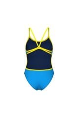 WOMEN'S SWIMSUIT LACE BACK SOLID TURQUOISE-YELLOW STAR