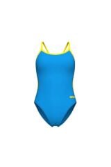 WOMEN'S SWIMSUIT LACE BACK SOLID TURQUOISE-YELLOW STAR